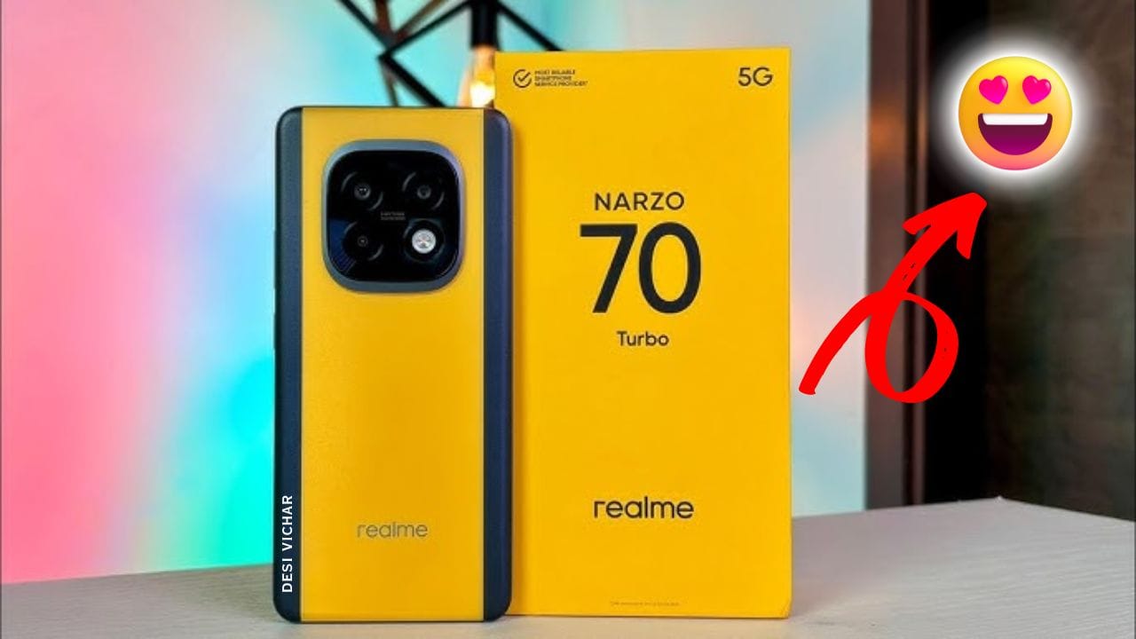 नया साल शुरू करें Realme GT 70 5G स्मार्टफोन के साथ। जानें इसकी डिस्प्ले, प्रोसेसर, बैटरी और कैमरा की शानदार खूबियां। कीमत ₹29,990 से शुरू।